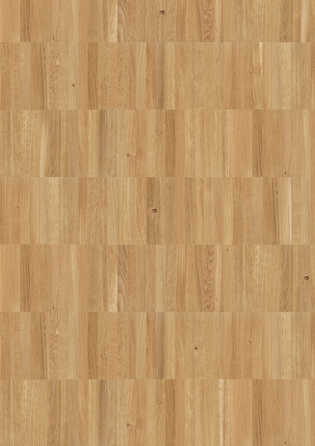 Breitlamelle_Stabilette_Massivparkett_Eiche_Mix_leiterartig_versiegelt Draufsicht Massivparkett Breitkantlamelle Stabilette Eiche Mix leiterartig versiegelt