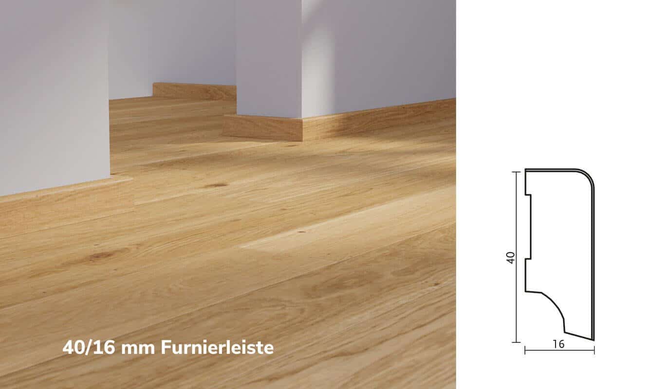 40x16 mm Furnierleiste Raumbild Furnierleiste 40x16mm oberseitig gerundet