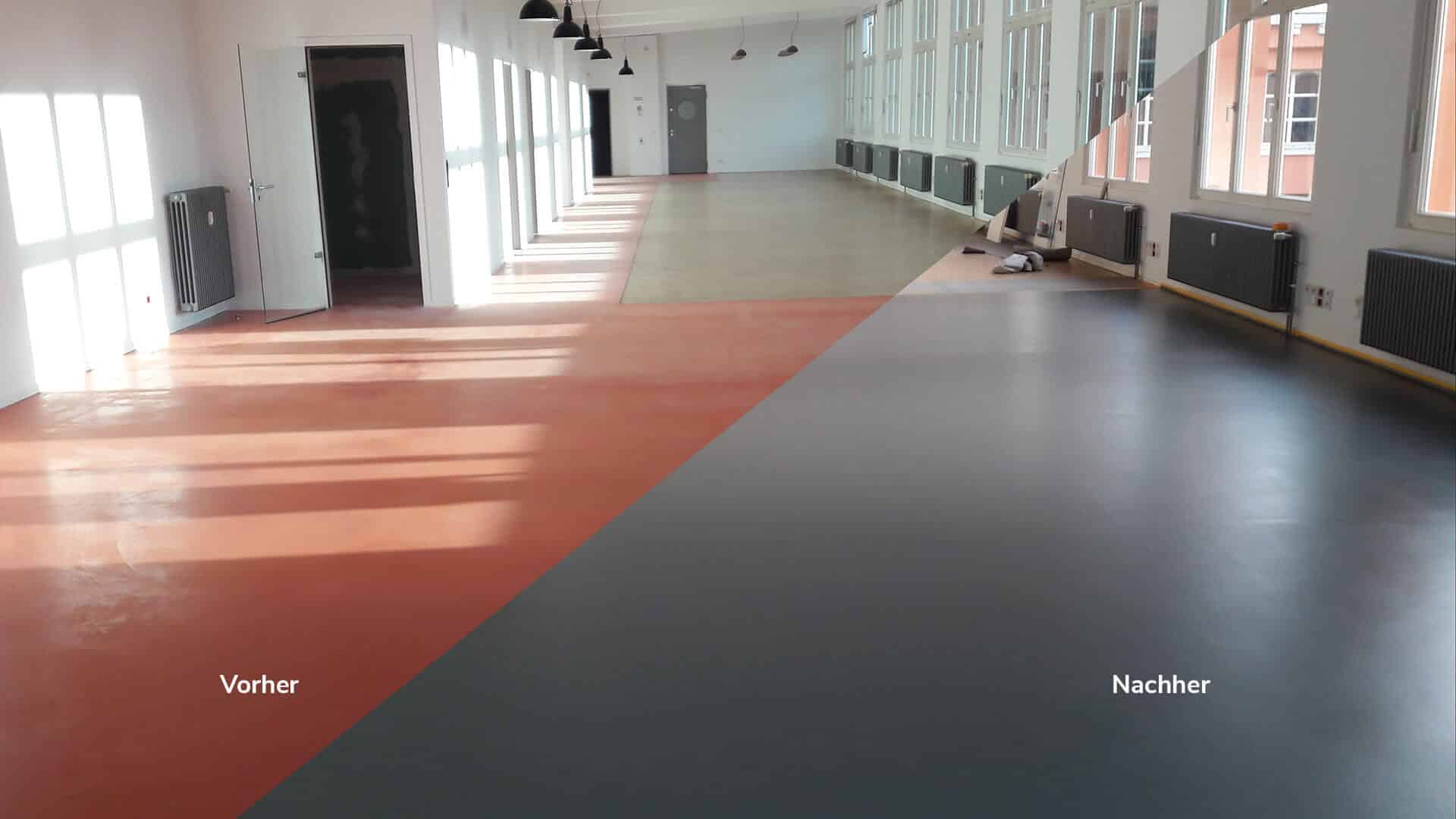 Bembé Elastic Vorher Nachher Vorher Nachher Vergleich von elastischen Bodenbelägen