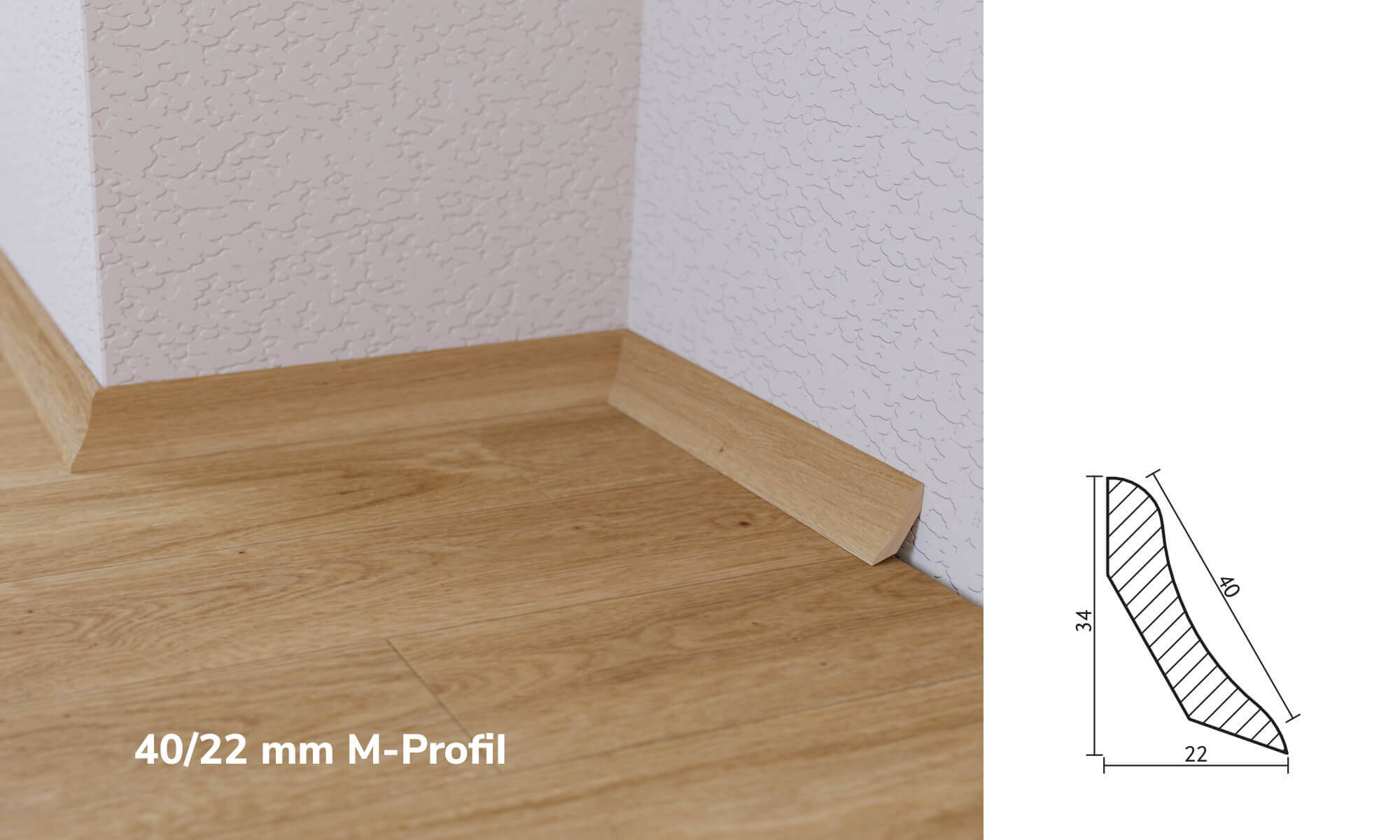 Furnierleiste M Profil 22x40 mm Raumbild Furnierleiste M Profil 22x40 mm