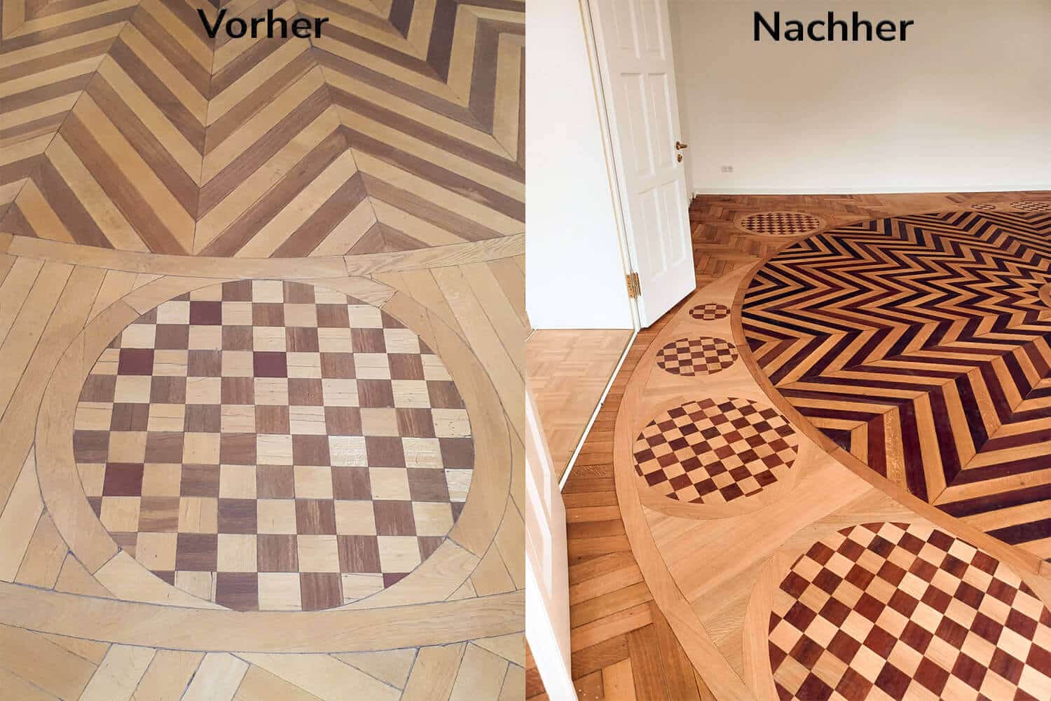 Vorher-Nachher Vorher Nachher Effekt nach der Renovierung des Bürgermeisterzimmers