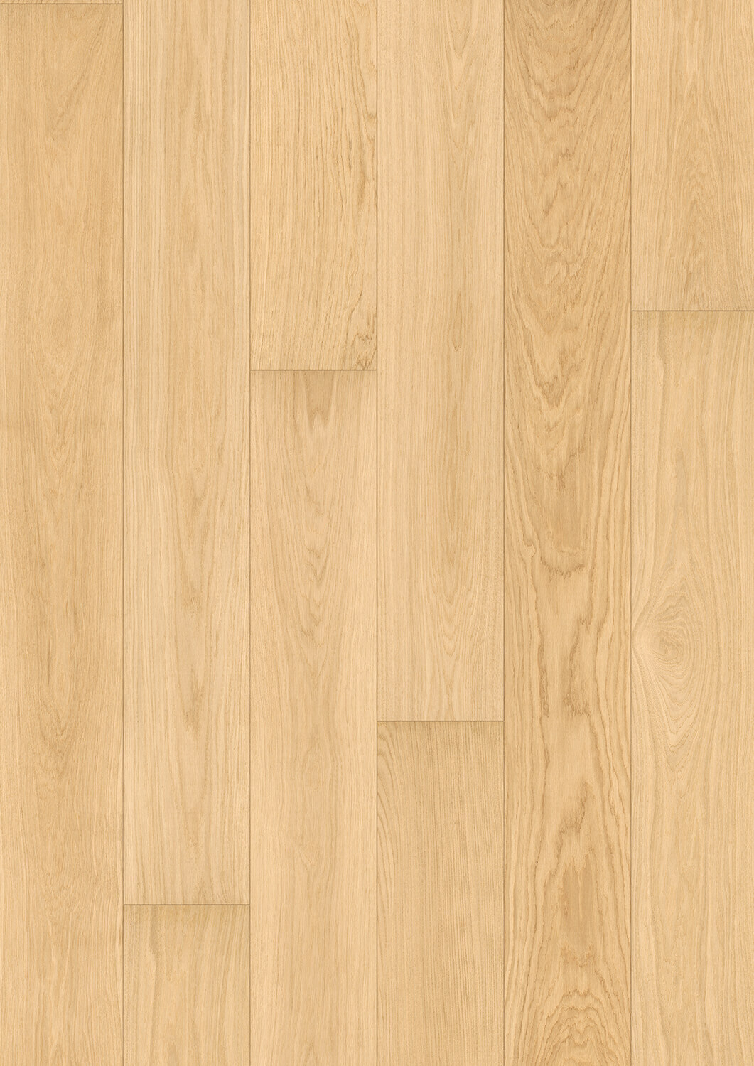 Landhausdiele Deluxe Eiche Premium, Supermatt Protect Flächenbild einer ruhigen Landhausdiele in Eiche, Sortierung Premium mit Supermatt Protect-Oberfläche – elegante und homogene Optik