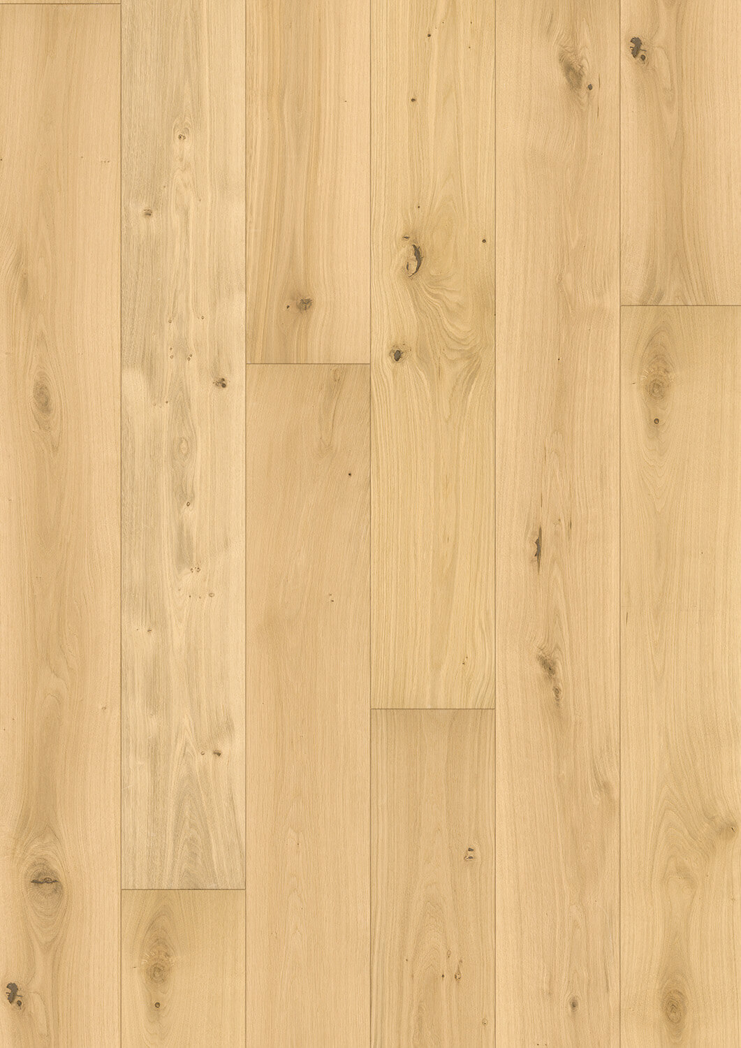 Landhausdiele Deluxe Eiche Pure Rustikal, Supermatt Protect Strukturierte Oberfläche der Landhausdiele in Eiche Pure Rustikal mit Supermatt Protect – kräftige Eichenmaserung und lebhafte Sortierung